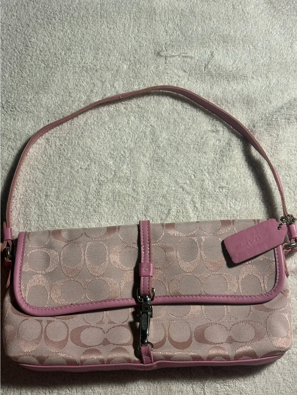 Women's Pink Signature Jacquard Shoulder Bag